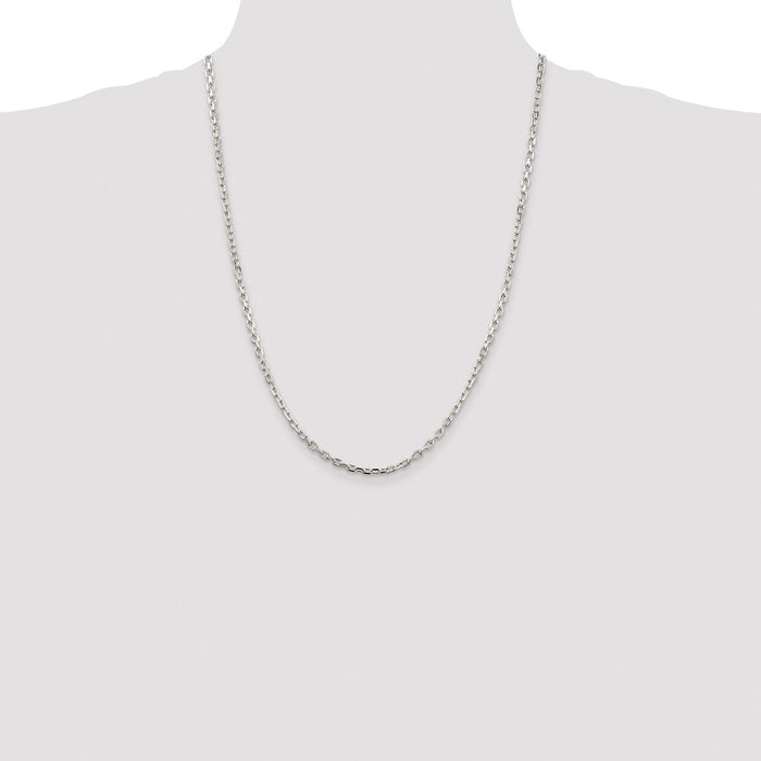 Buy Stylish Rhodium-Plated Sterling Silver 3.25mm Oval Cable Chain - Luxury Value!-4