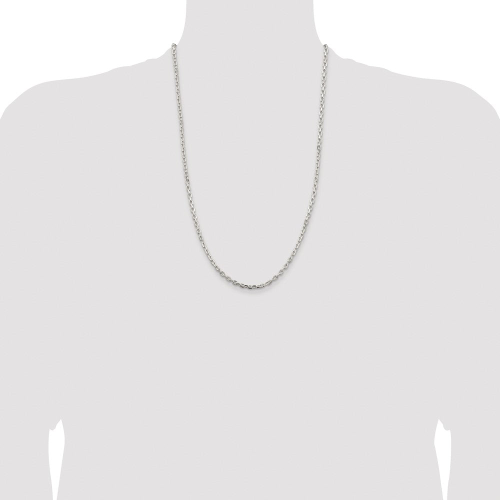 Buy Stylish Rhodium-Plated Sterling Silver 3.25mm Beveled Oval Chain