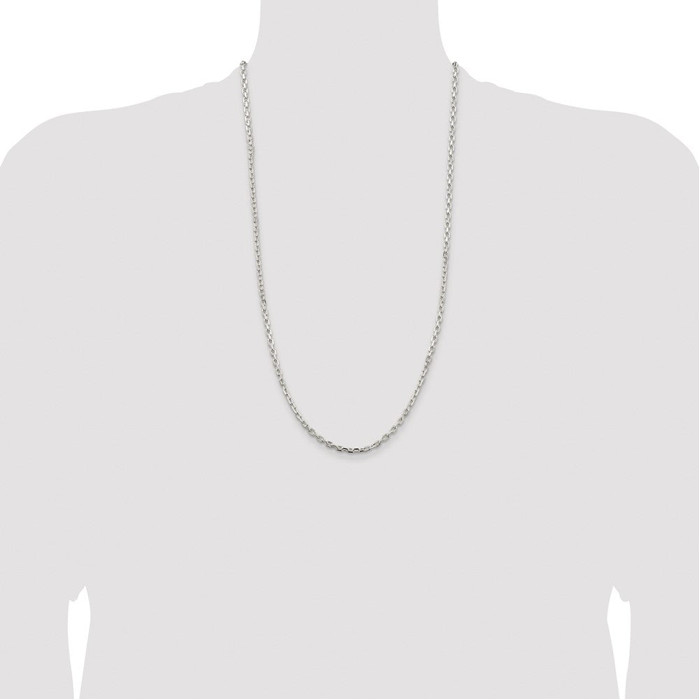 Buy Stylish Rhodium-Plated Sterling Silver 3.25mm Beveled Oval Chain