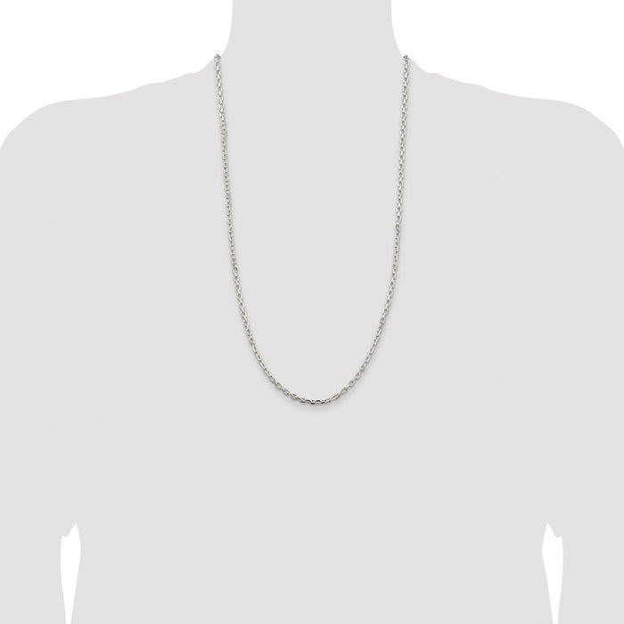 Buy Stylish Rhodium-Plated Sterling Silver 3.25mm Beveled Oval Chain-4