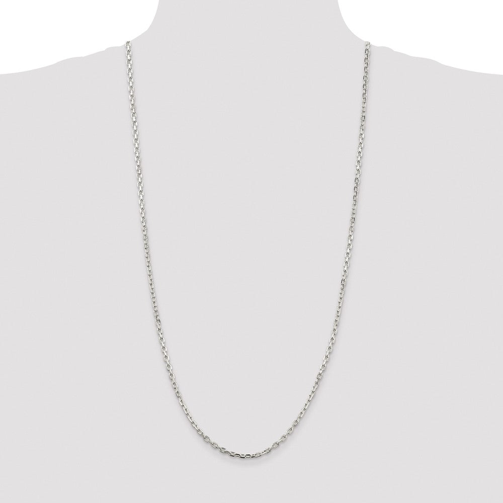 High-Quality Rhodium-Plated Sterling Silver 3.25mm Beveled Oval Chain - Stylish Value