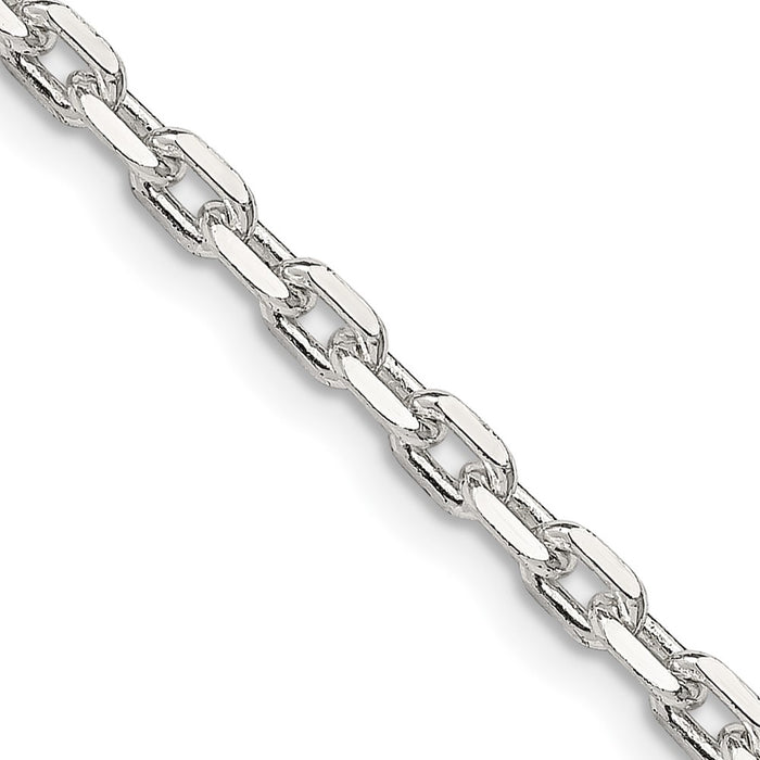 Exclusive 3.25mm Sterling Silver Beveled Oval Link Cable Chain - Stylish Value-1