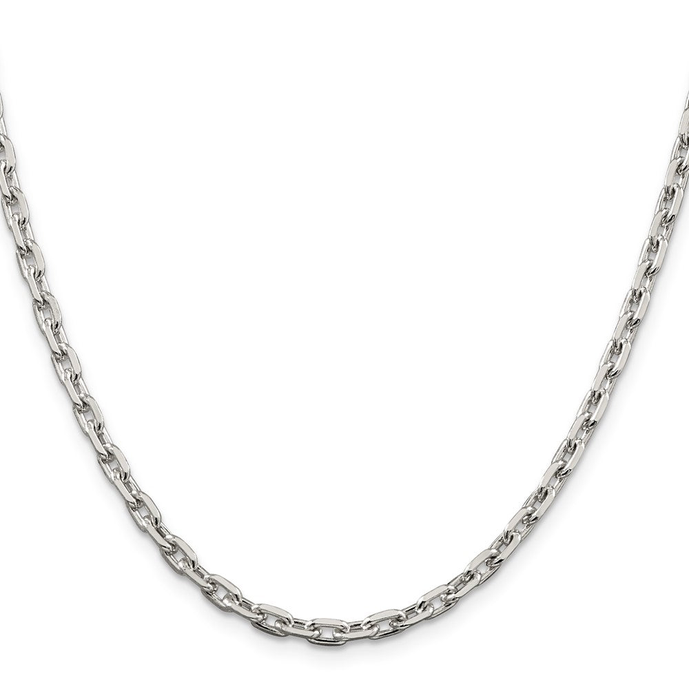 High-Quality 3.95mm Beveled Oval Link Cable Chain in Sterling Silver - Stylish Value!