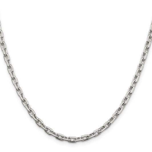 High-Quality 3.95mm Beveled Oval Link Cable Chain in Sterling Silver - Stylish Value!