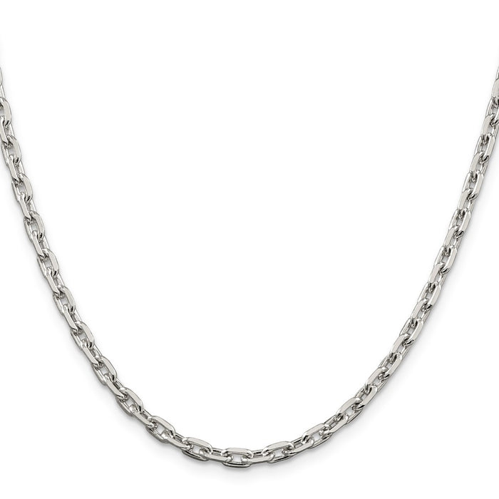 High-Quality 3.95mm Beveled Oval Link Cable Chain in Sterling Silver - Stylish Value!-2