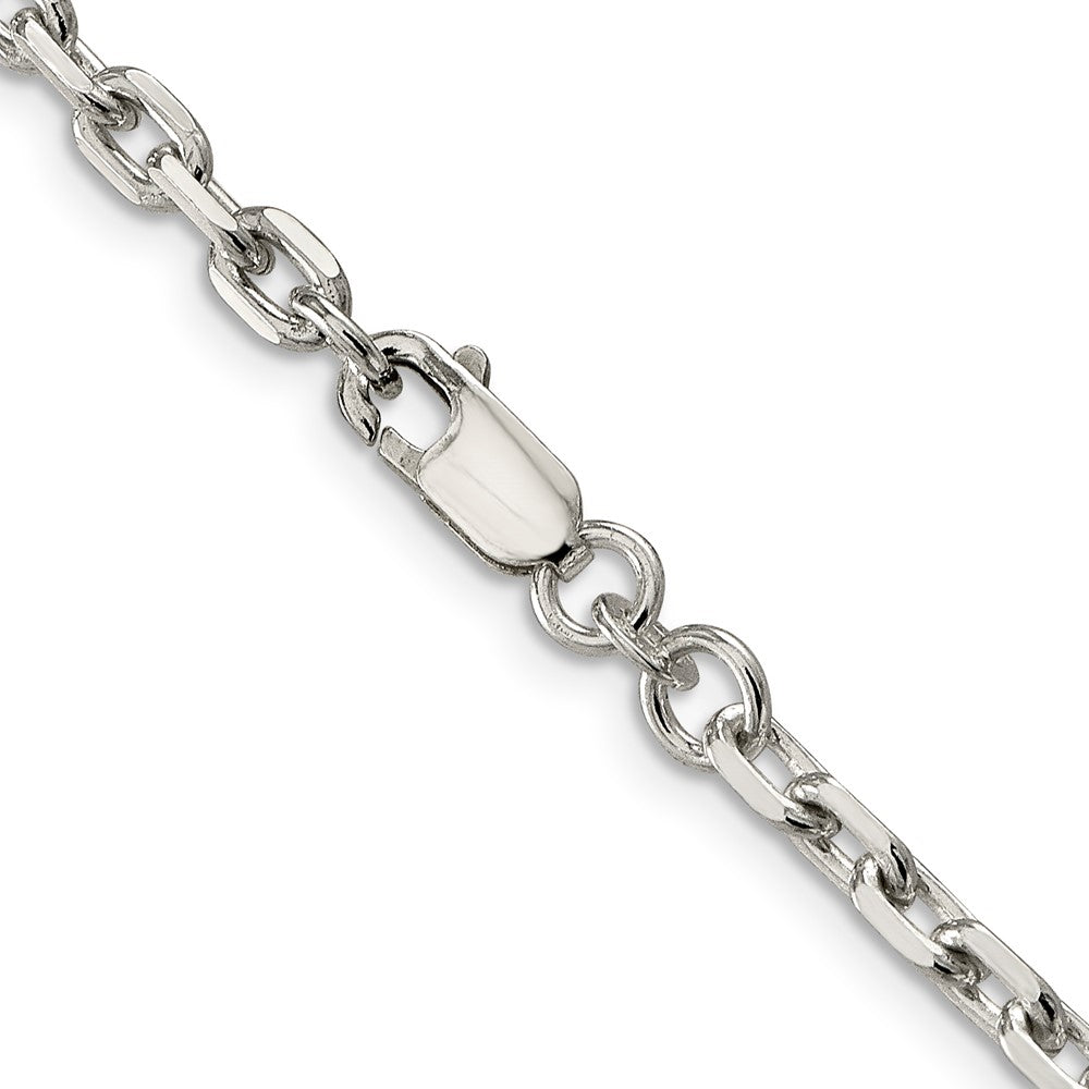 High-Quality 3.95mm Beveled Oval Link Cable Chain in Sterling Silver - Stylish Value!