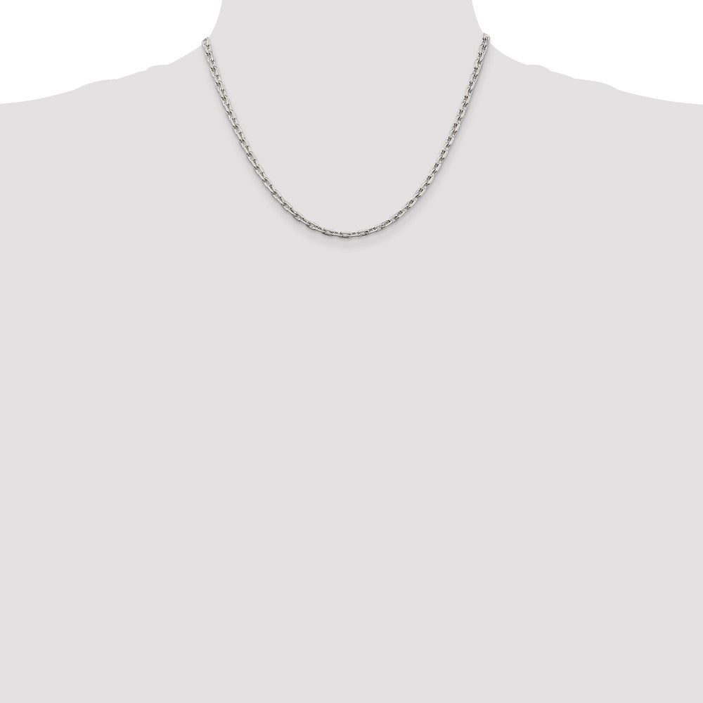 High-Quality 3.95mm Beveled Oval Link Cable Chain in Sterling Silver - Stylish Value!
