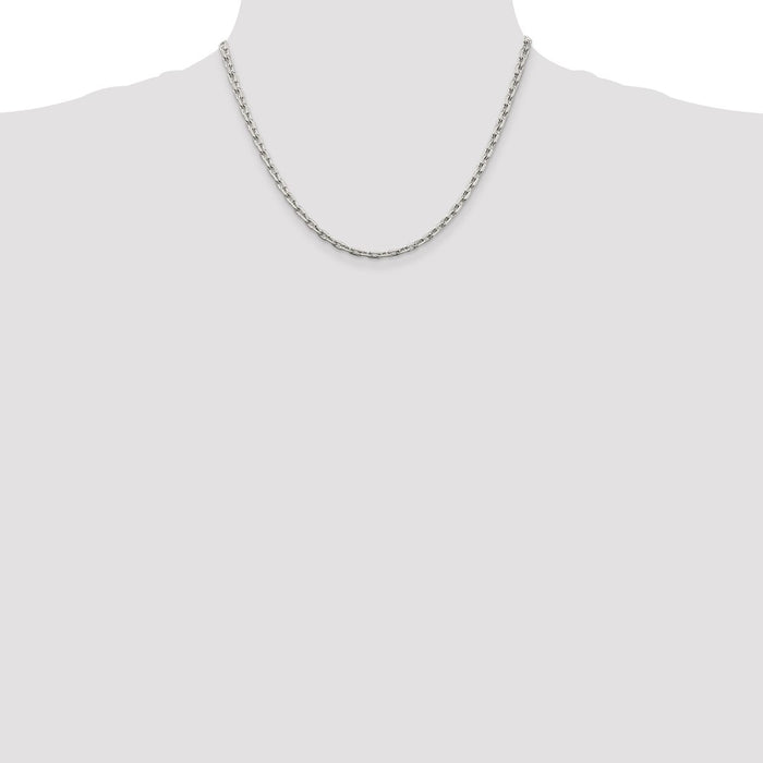High-Quality 3.95mm Beveled Oval Link Cable Chain in Sterling Silver - Stylish Value!-4
