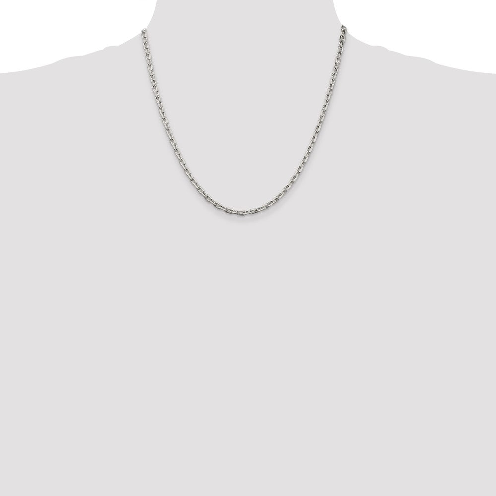 High-Quality 3.95mm Sterling Silver Beveled Oval Link Chain - Stylish Value!