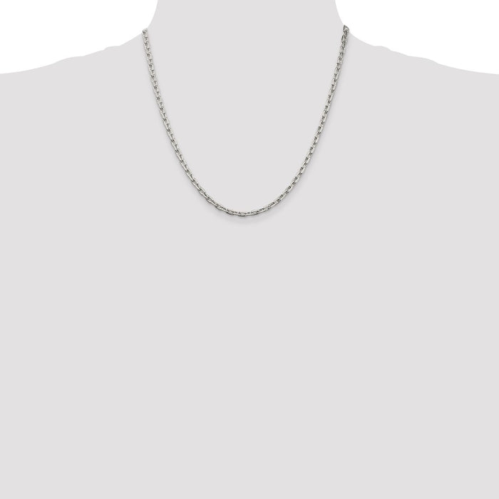 High-Quality 3.95mm Sterling Silver Beveled Oval Link Chain - Stylish Value!-4