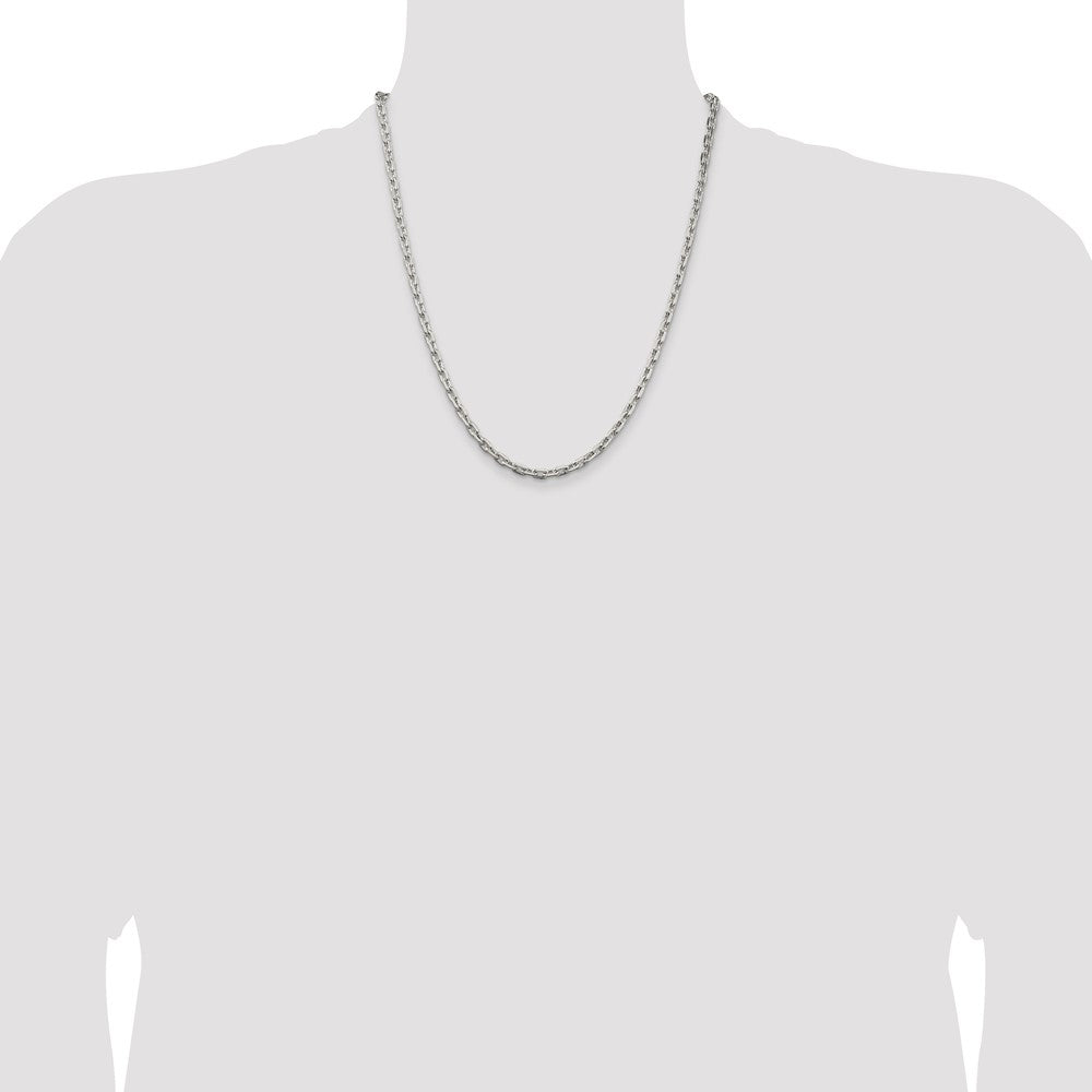 Buy Stylish 3.95mm Sterling Silver Beveled Oval Link Cable Chain - Affordable Elegance