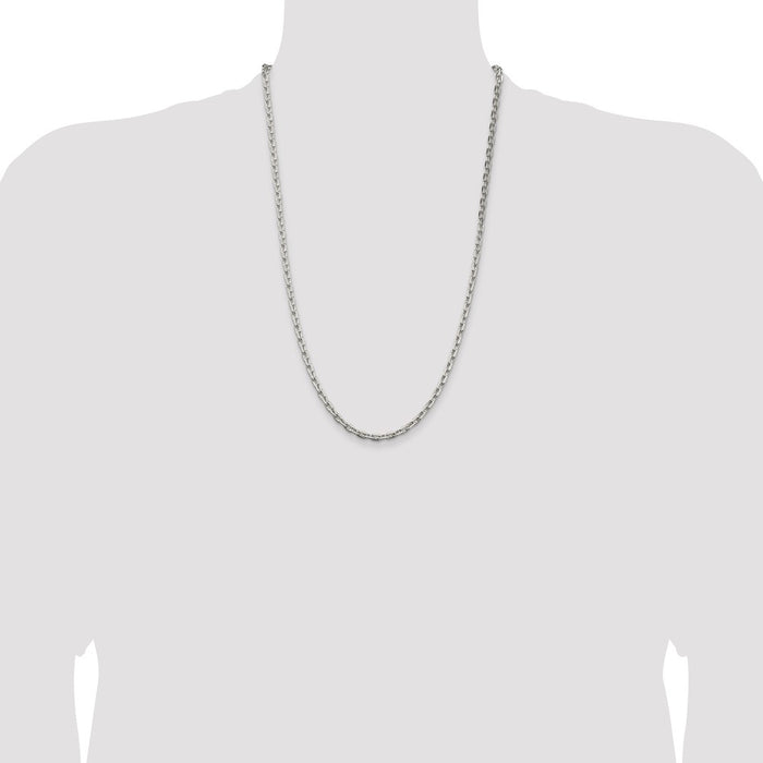 Buy 3.95mm Beveled Oval Cable Chain in Sterling Silver - Stylish & Affordable!-4