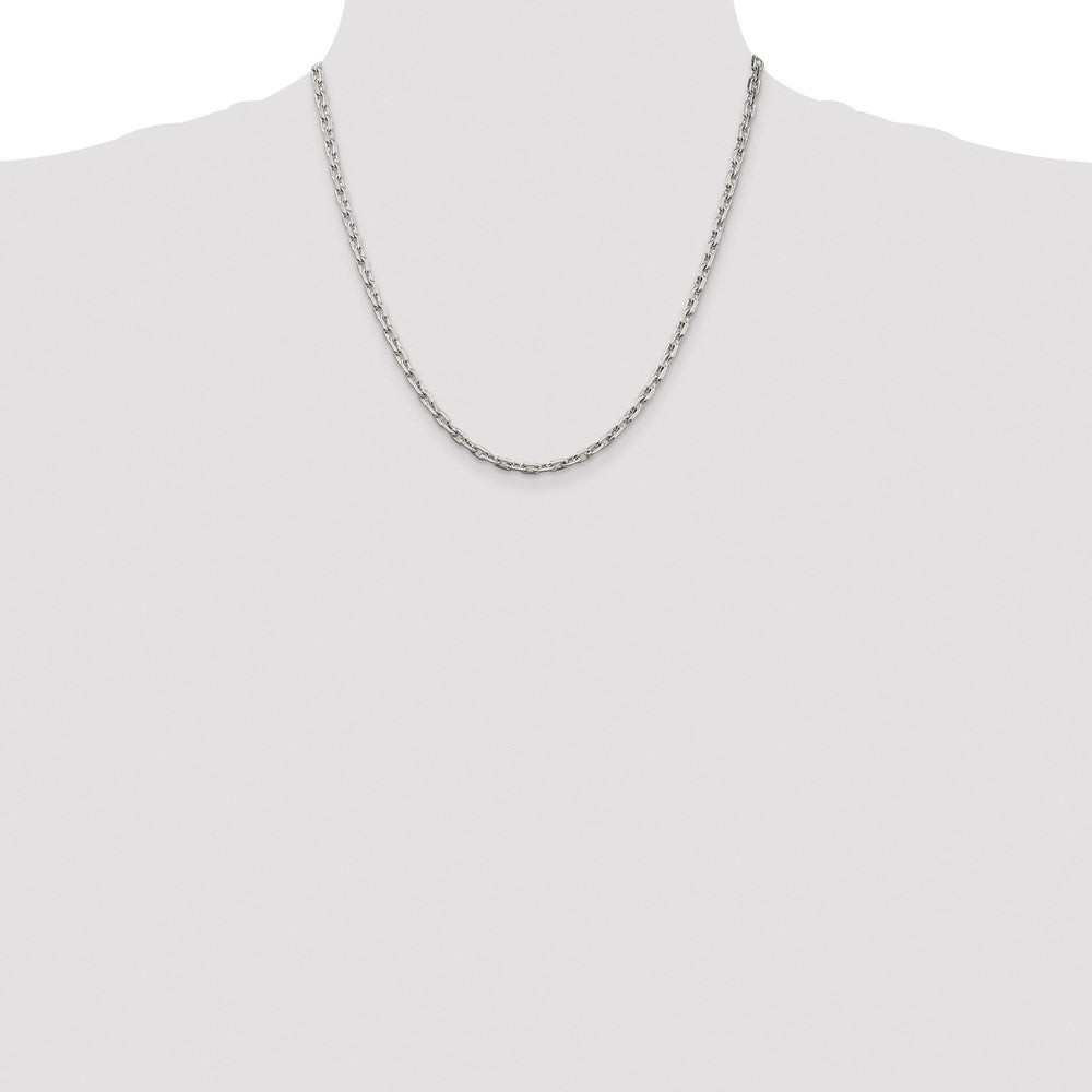 Buy Stylish Rhodium-Plated Sterling Silver 3.95mm Beveled Oval Chain