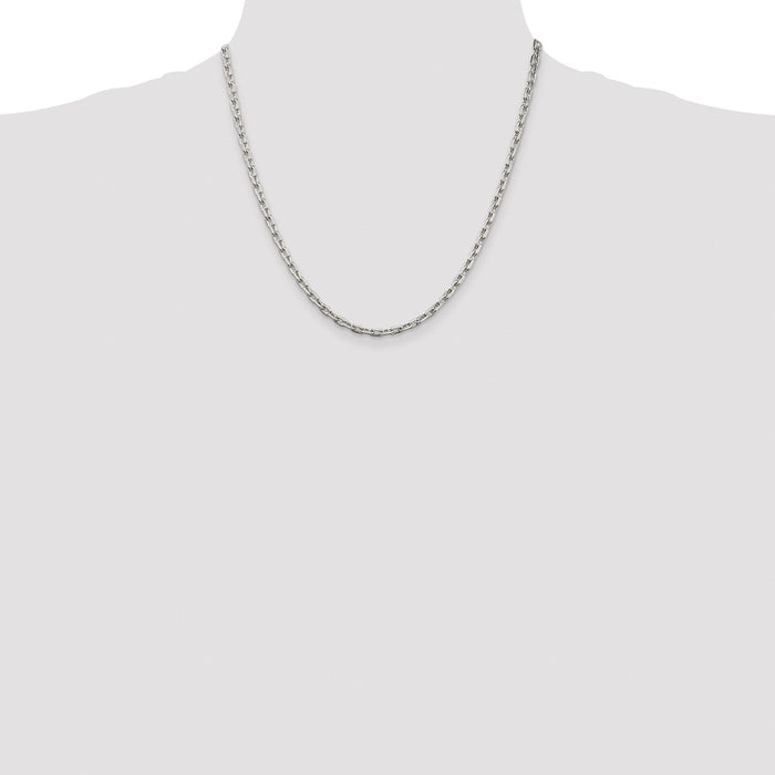 Buy Stylish Rhodium-Plated Sterling Silver 3.95mm Beveled Oval Chain-4
