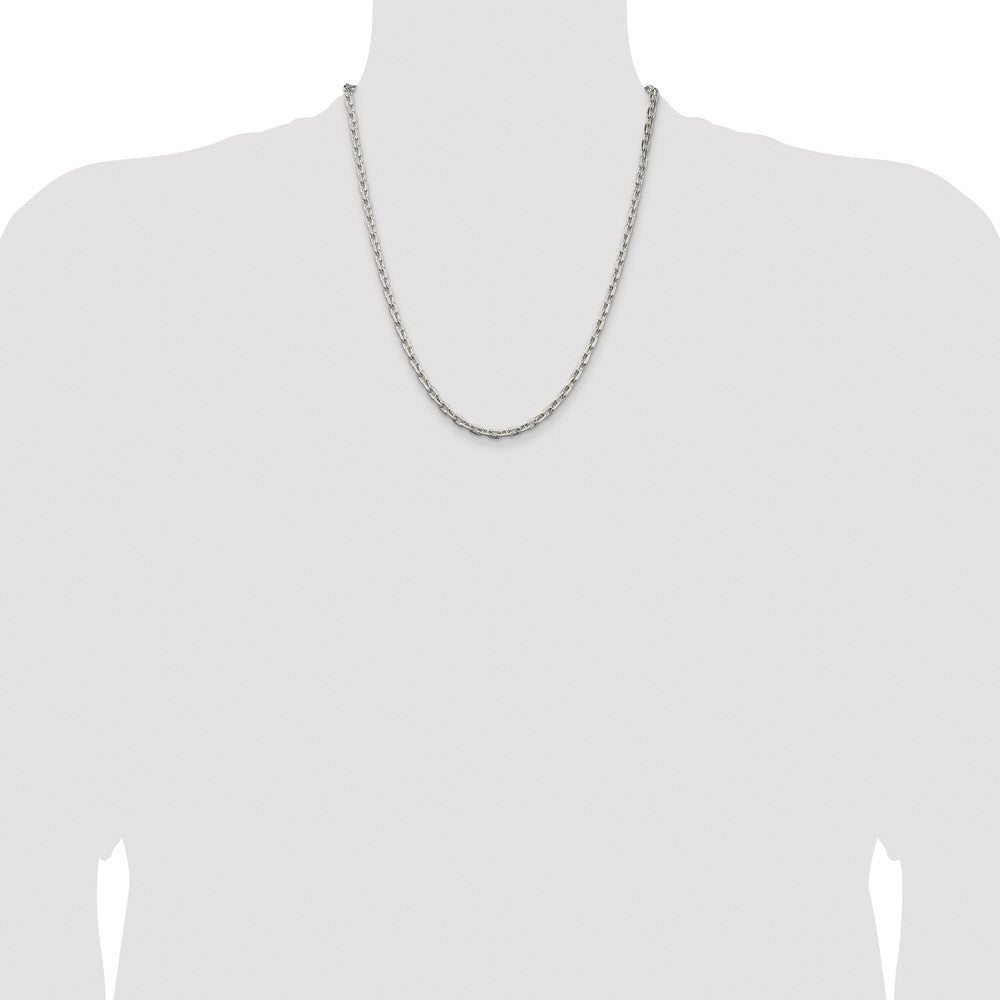 Buy Stylish Rhodium-Plated Sterling Silver 3.95mm Beveled Oval Chain - Affordable Value