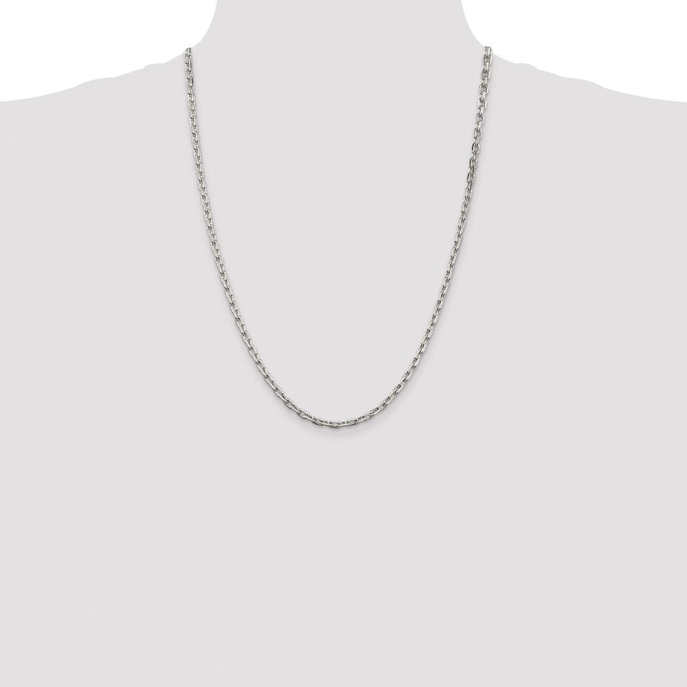 Buy Stylish Rhodium-Plated Sterling Silver 3.95mm Beveled Oval Chain - Value!