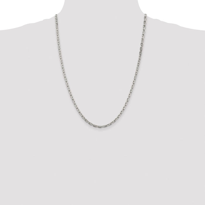 Buy Stylish Rhodium-Plated Sterling Silver 3.95mm Beveled Oval Chain - Value!-4