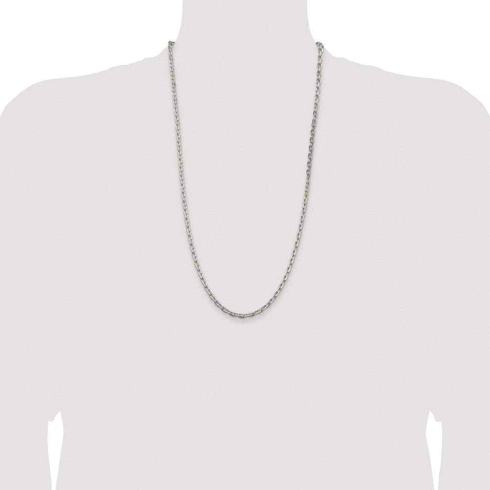 Buy Exclusive Rhodium-Plated Sterling Silver 3.95mm Beveled Oval Chain - Stylish Value!