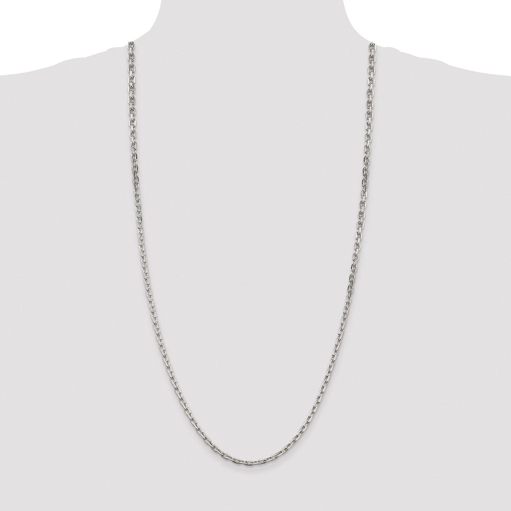 Buy Stylish Rhodium-Plated Sterling Silver 3.95mm Beveled Oval Chain