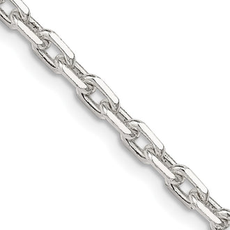 Buy Stylish 3.95mm Beveled Oval Link Cable Chain in Sterling Silver - Luxury Value!