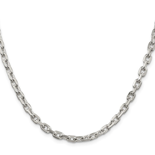 Buy Exclusive 4.9mm Beveled Oval Link Cable Chain in Sterling Silver - Stylish Value!