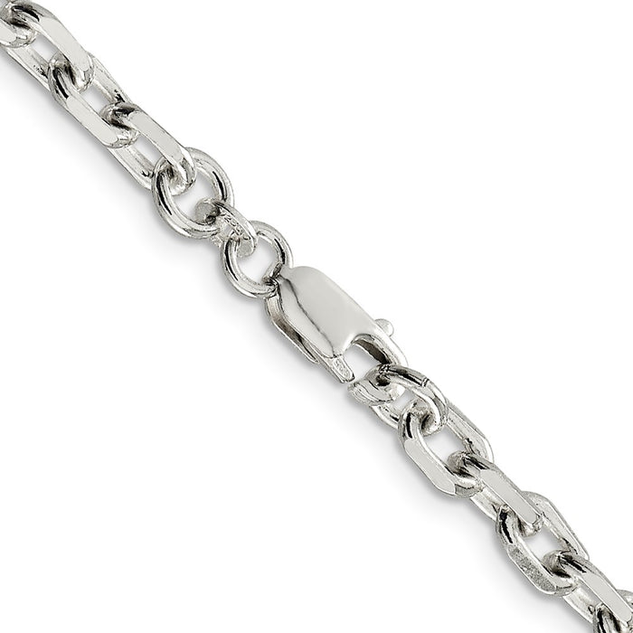Exclusive 4.9mm Sterling Silver Beveled Oval Link Chain - Affordable Luxury-3