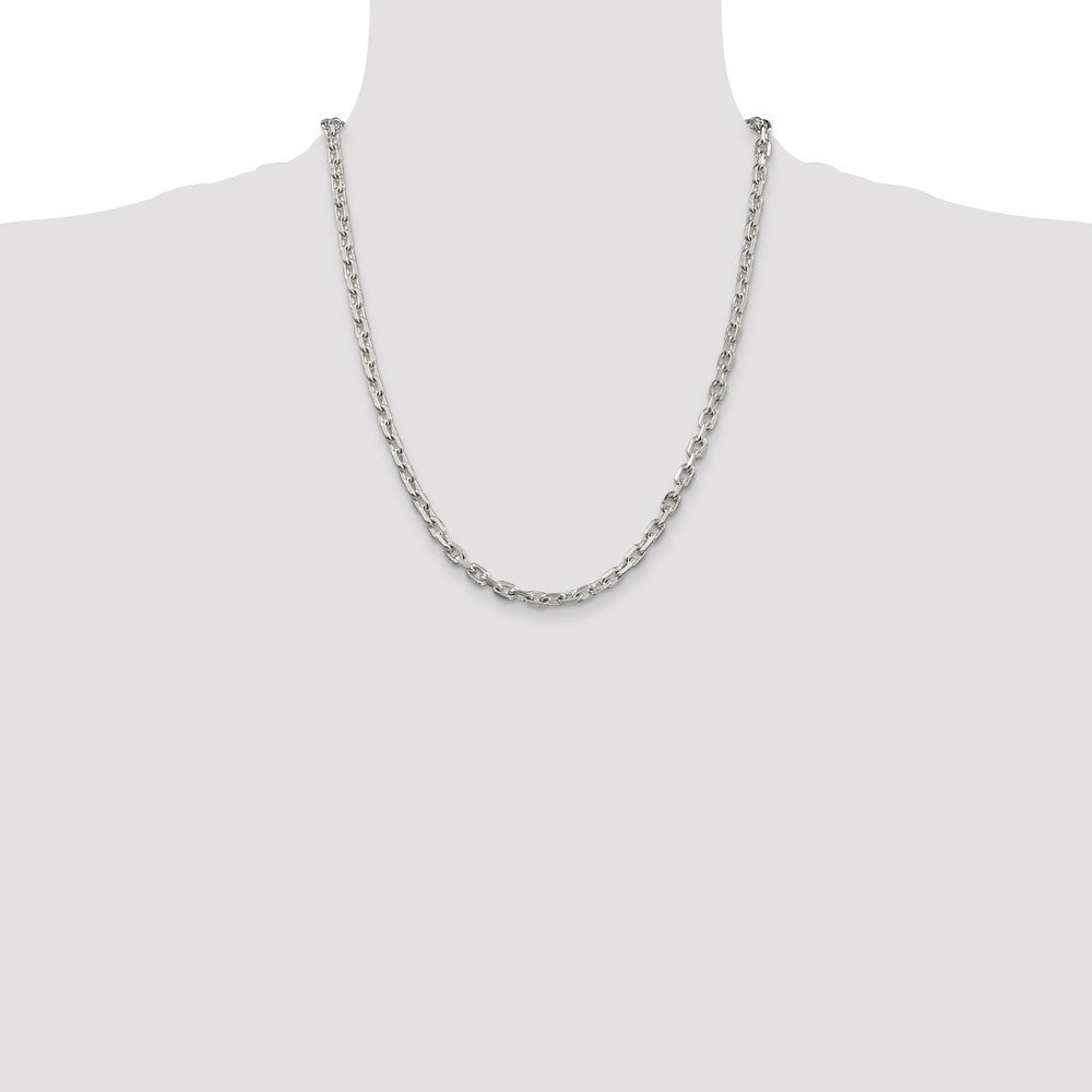 Buy Exclusive 4.9mm Beveled Oval Link Cable Chain in Sterling Silver - Stylish Value!