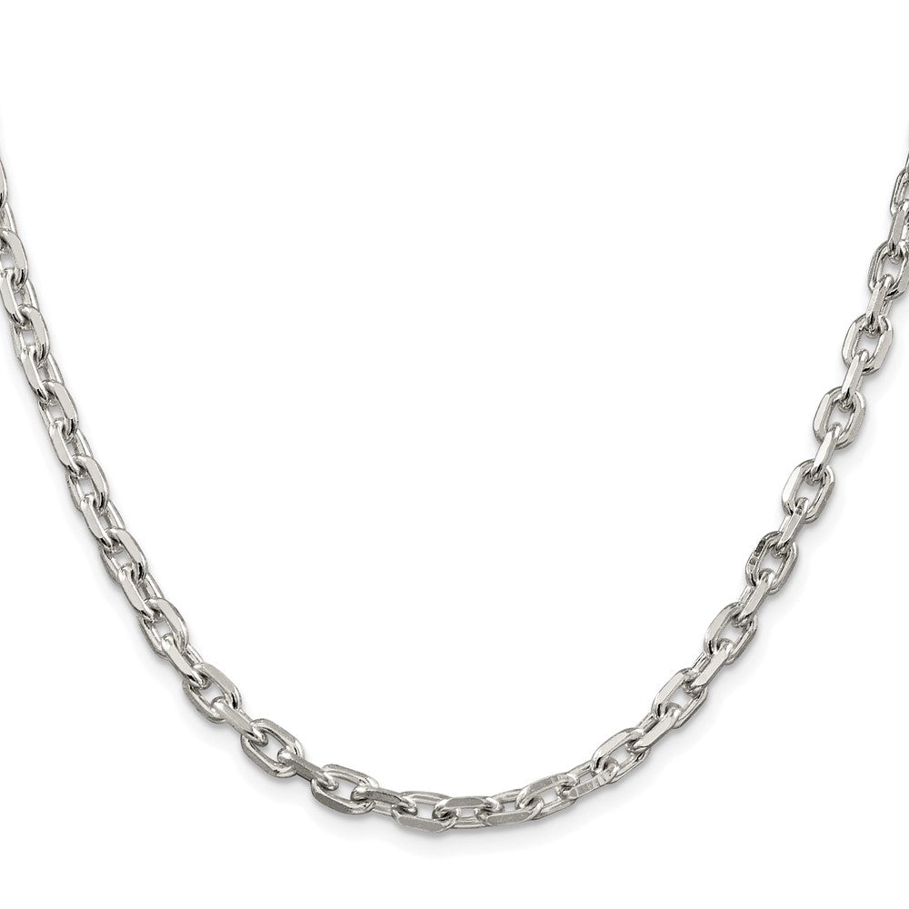 Buy Stylish Rhodium-Plated Sterling Silver 4.9mm Beveled Oval Cable Chain