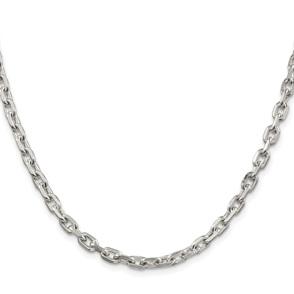 Rhodium-Plated Sterling Silver 4.9mm Beveled Oval Cable Chain