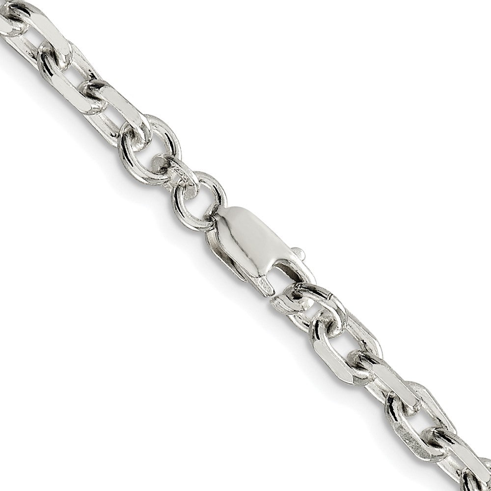 Buy Stylish Rhodium-Plated Sterling Silver 4.9mm Beveled Oval Chain