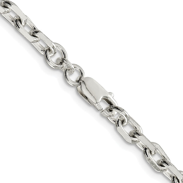 Buy Stylish Rhodium-Plated Sterling Silver 4.9mm Beveled Oval Cable Chain-3