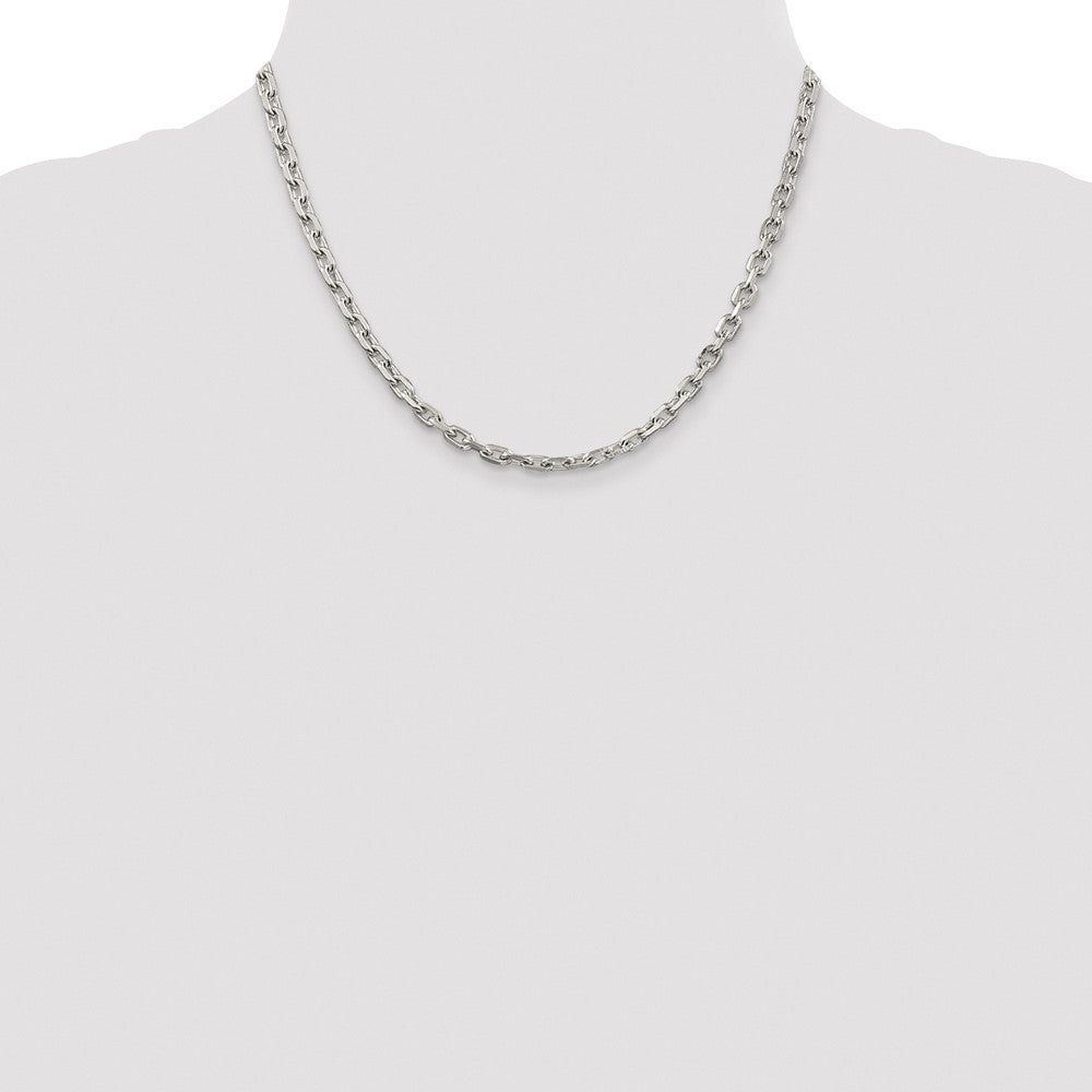 Buy Stylish Rhodium-Plated Sterling Silver 4.9mm Beveled Oval Chain