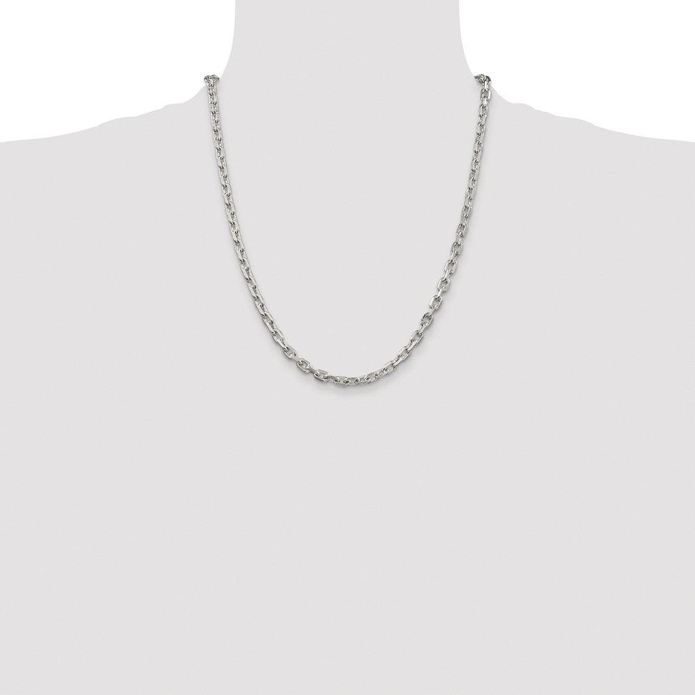 Buy Stylish Rhodium-Plated Sterling Silver 4.9mm Beveled Oval Cable Chain