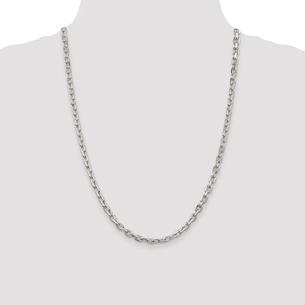 Buy Stylish Rhodium-Plated Sterling Silver 4.9mm Beveled Oval Chain