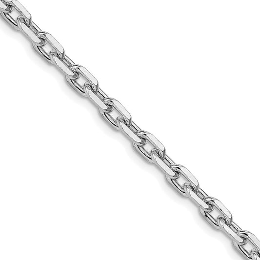 Buy Stylish Rhodium-Plated Sterling Silver 4.9mm Beveled Oval Cable Chain