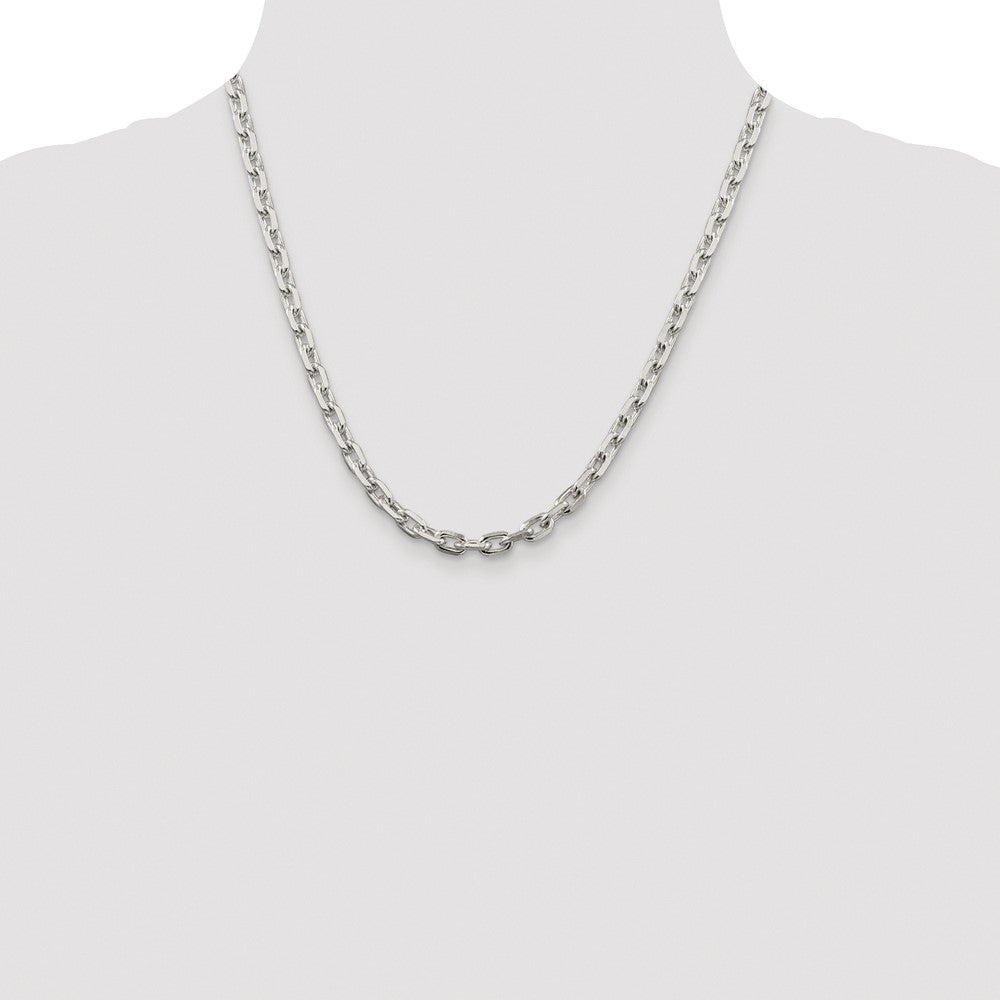 Buy Stylish Rhodium-Plated Sterling Silver 5.4mm Beveled Oval Chain - Affordable Luxury