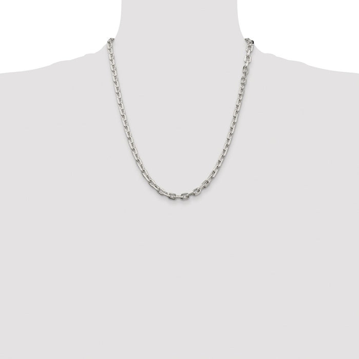Buy Stylish Rhodium-Plated Sterling Silver 5.4mm Beveled Oval Chain - Luxury!-4
