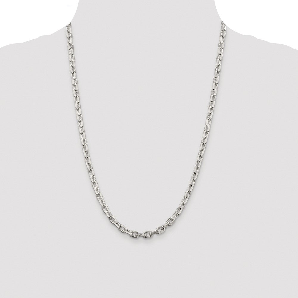 Buy Stylish Rhodium-Plated Sterling Silver 5.4mm Beveled Oval Chain