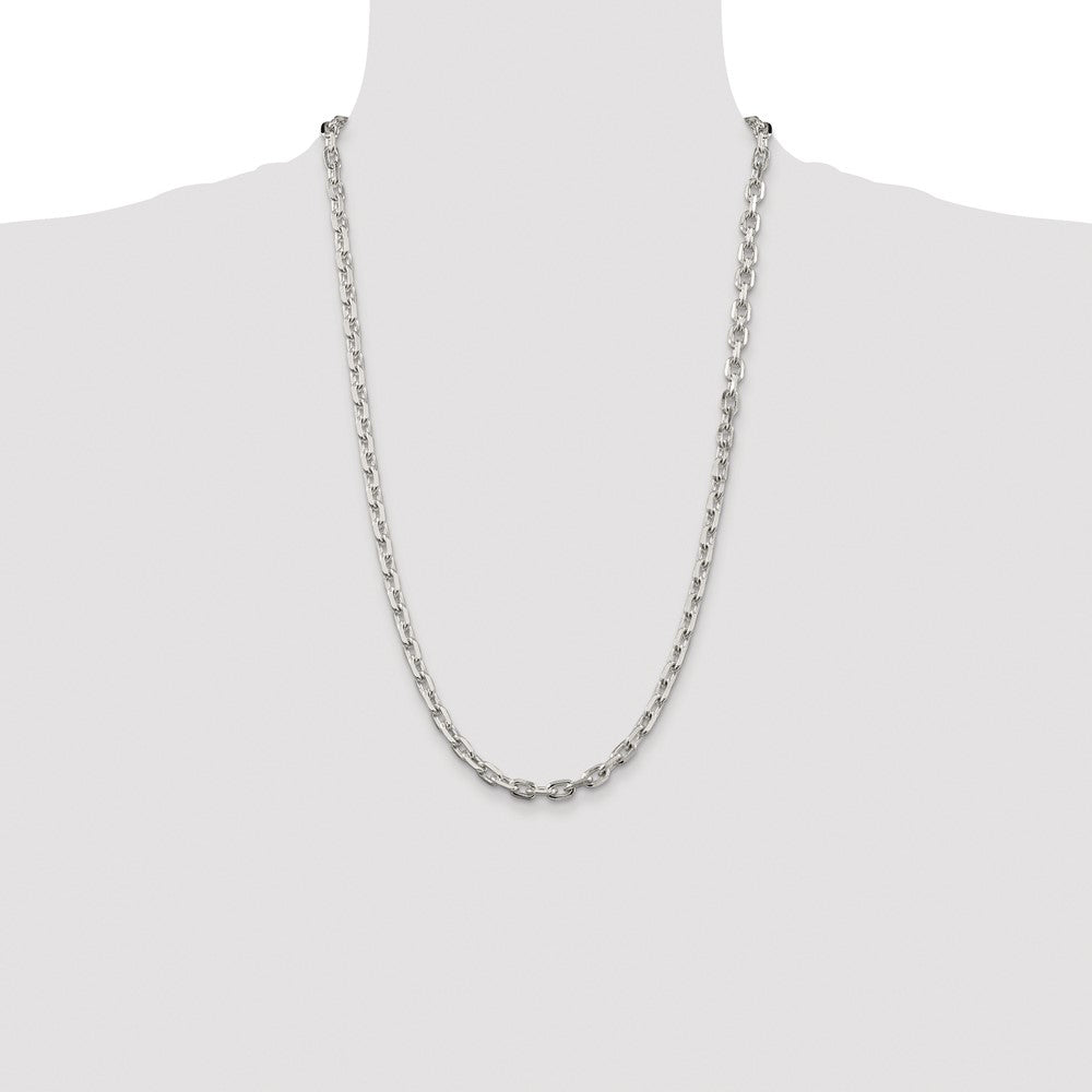 Buy Stylish Rhodium-Plated Sterling Silver 5.4mm Beveled Oval Chain - Luxury!