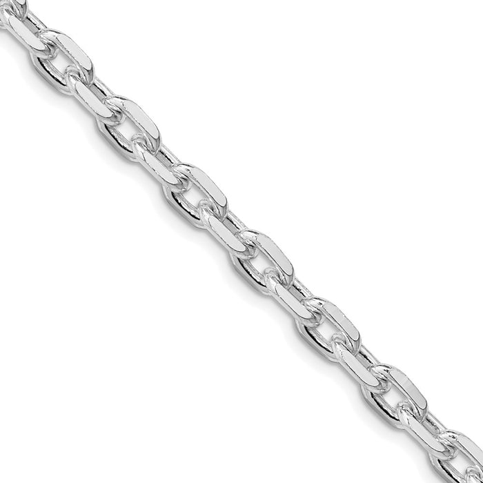 Buy Stylish Rhodium-Plated Sterling Silver 5.4mm Beveled Oval Chain - Luxury!-1
