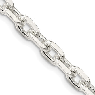 Buy Stylish Beveled Oval Cable Chain in Sterling Silver - 5.4mm Thickness