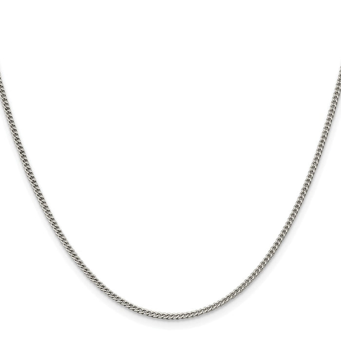 Buy Stylish Rhodium-Plated Sterling Silver 1.75mm Curb Chain - Affordable Elegance-2