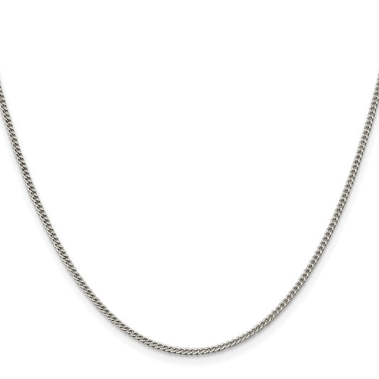 Buy Stylish Rhodium-Plated Sterling Silver 1.75mm Curb Chain - Affordable Value!