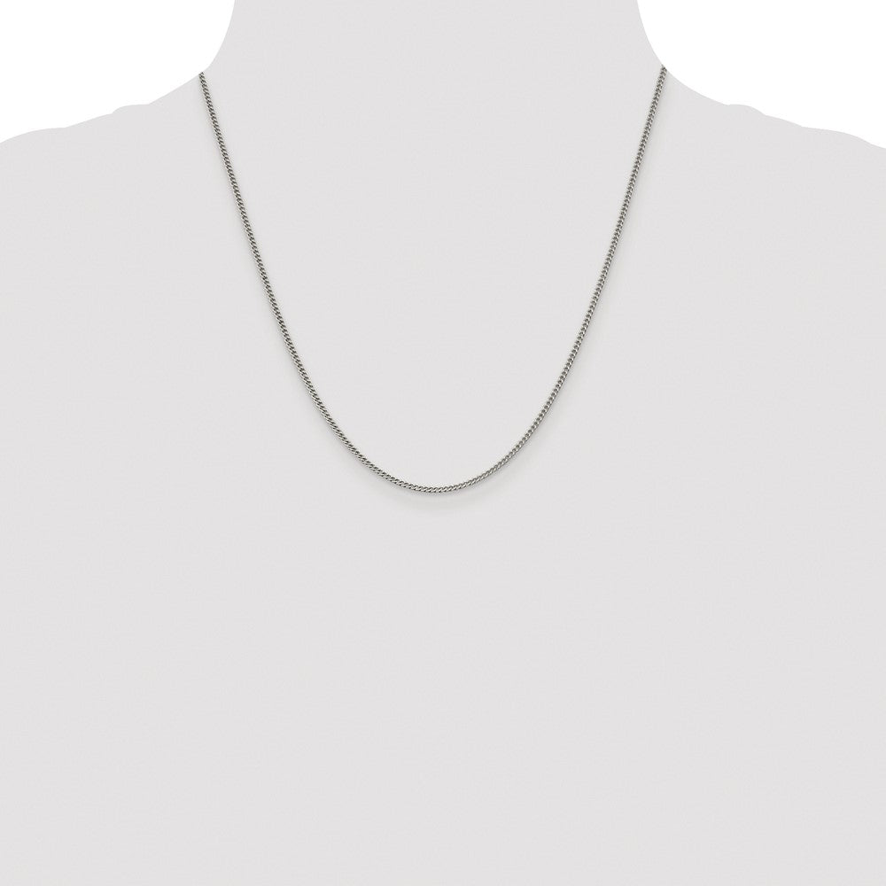 Buy Stylish Rhodium-Plated Sterling Silver 1.75mm Curb Chain - Affordable Value!