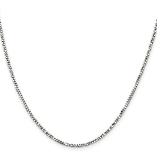 Buy Stylish Rhodium-Plated 2mm Sterling Silver Curb Chain - Affordable Luxury!