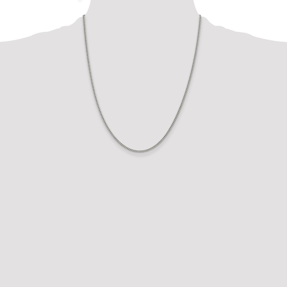 Buy Stylish Rhodium-Plated 2mm Sterling Silver Curb Chain - Affordable Luxury!
