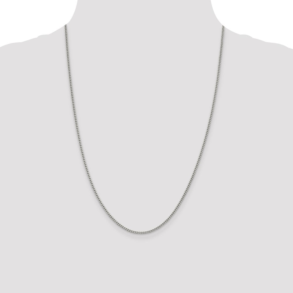 Exclusive Rhodium-Plated 2mm Sterling Silver Curb Chain - Stylish Value Jewelry