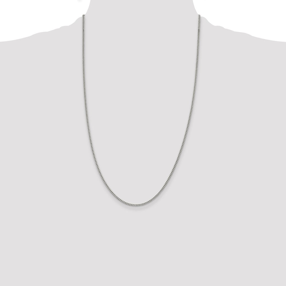 Exclusive 2mm Rhodium-Plated Sterling Silver Curb Chain | Affordable Luxury