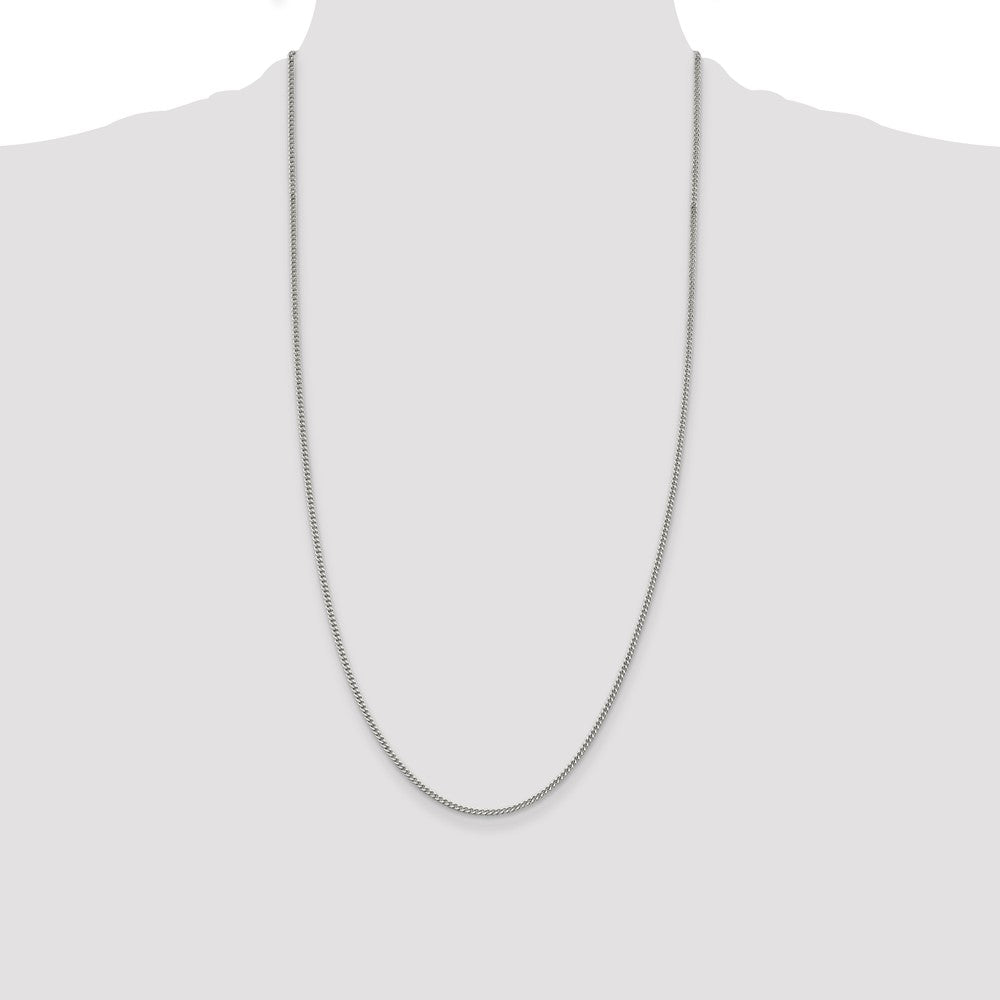 Buy Stylish Rhodium-Plated 2mm Sterling Silver Curb Chain - Affordable Luxury!