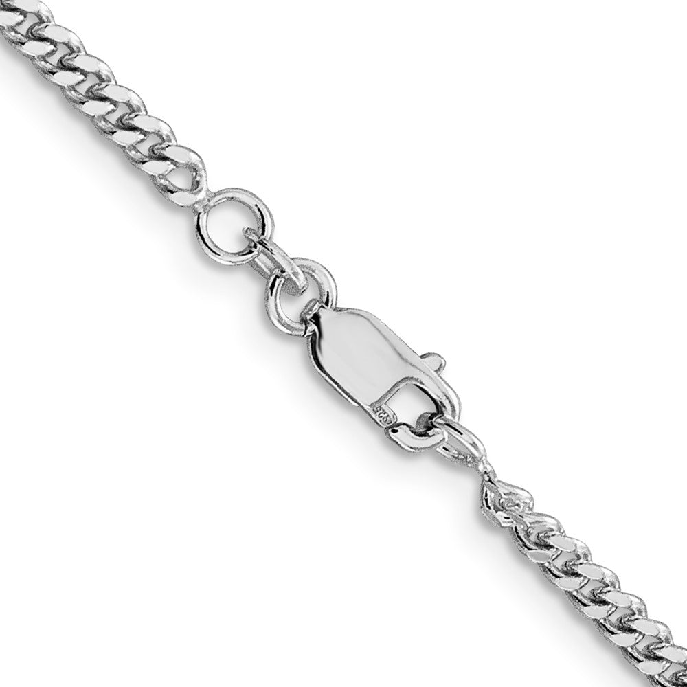 Buy Exclusive 3mm Rhodium-Plated Sterling Silver Curb Chain - Affordable Luxury!